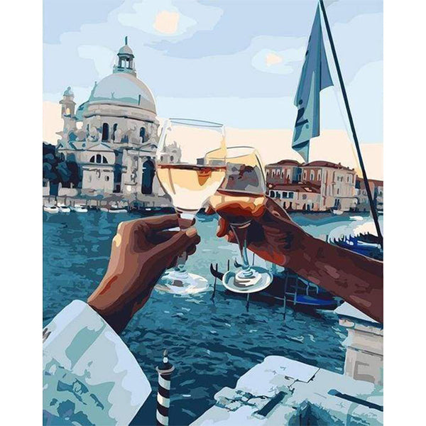 paint by numbers | Romantic Stroll Drink | cities intermediate romance | FiguredArt