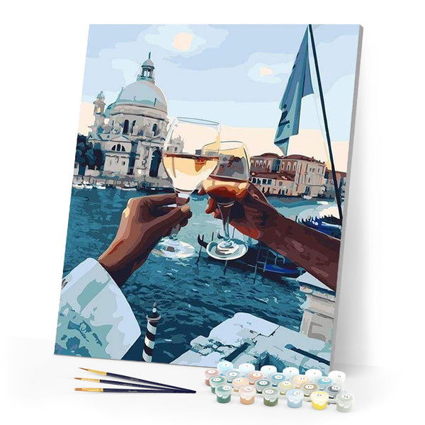 paint by numbers | Romantic Stroll Drink | cities intermediate romance | FiguredArt