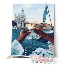 Load image into Gallery viewer, paint by numbers | Romantic Stroll Drink | cities intermediate romance | FiguredArt