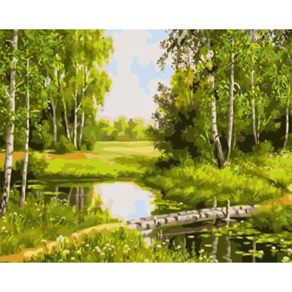 paint by numbers | Small Pond and green landscape | advanced landscapes | FiguredArt