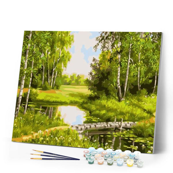 paint by numbers | Small Pond and green landscape | advanced landscapes | FiguredArt