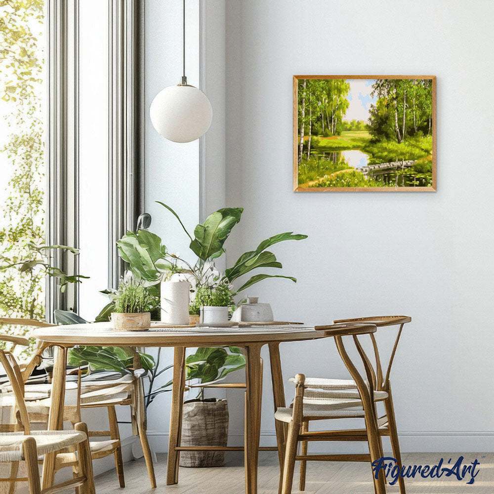 paint by numbers | Small Pond and green landscape | advanced landscapes | FiguredArt
