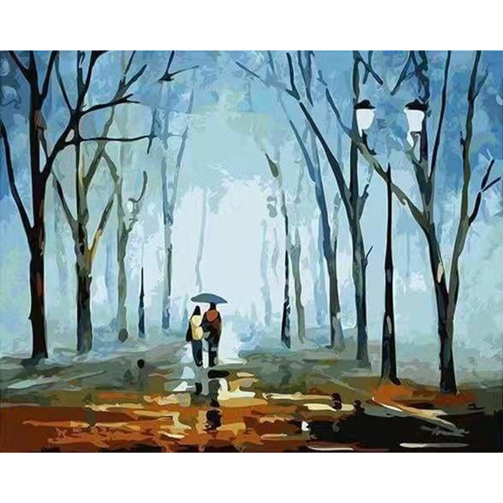 paint by numbers | Walking in the rain landscape | easy romance | FiguredArt