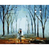 paint by numbers | Walking in the rain landscape | easy romance | FiguredArt