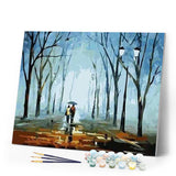 paint by numbers | Walking in the rain landscape | easy romance | FiguredArt