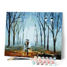 Load image into Gallery viewer, paint by numbers | Walking in the rain landscape | easy romance | FiguredArt