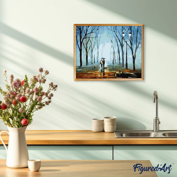 paint by numbers | Walking in the rain landscape | easy romance | FiguredArt