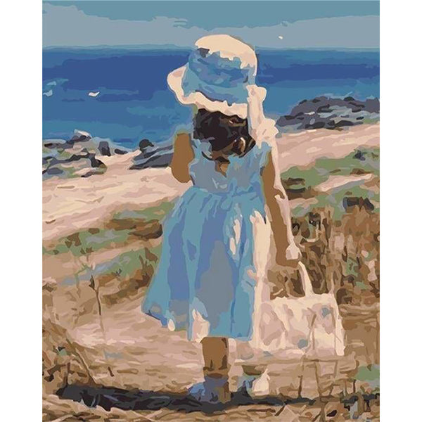 paint by numbers | Girl with her Summer Bag | easy landscapes | FiguredArt