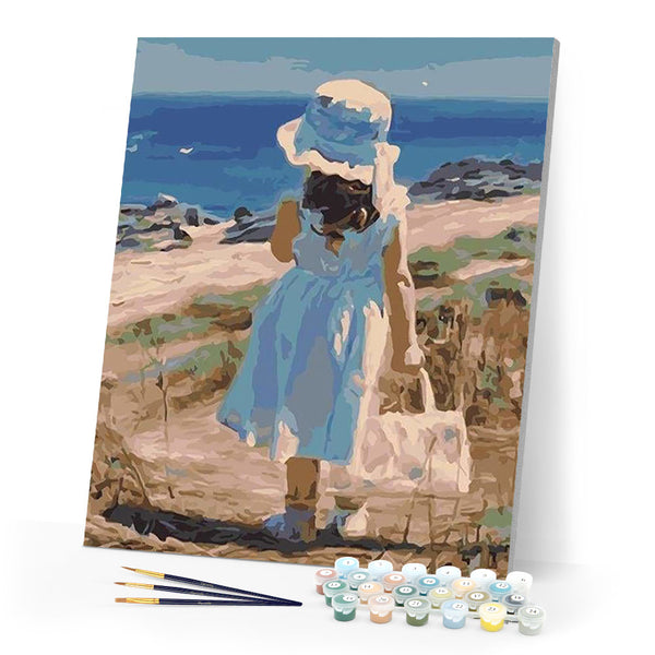 paint by numbers | Girl with her Summer Bag | easy landscapes | FiguredArt