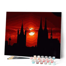 Load image into Gallery viewer, paint by numbers | Red Castle Sunset | easy landscapes | FiguredArt
