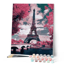 Load image into Gallery viewer, paint by numbers | Eiffel Tower in Spring Pink Colors | cities intermediate | FiguredArt