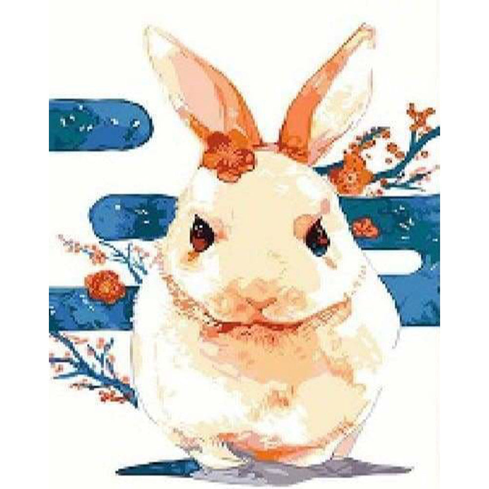 paint by numbers | Rabbit with Flowers | animals intermediate rabbits | FiguredArt