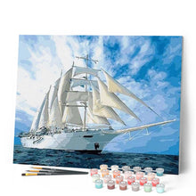 Load image into Gallery viewer, paint by numbers | White Sailing Boat | intermediate ships and boats | FiguredArt