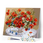 paint by numbers | Red Flowers bouquet on a table | flowers intermediate | FiguredArt