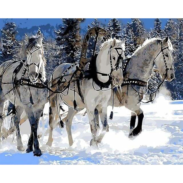 paint by numbers | Horse ballad in the Snow | animals horses intermediate | FiguredArt