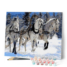 Load image into Gallery viewer, paint by numbers | Horse ballad in the Snow | animals horses intermediate | FiguredArt