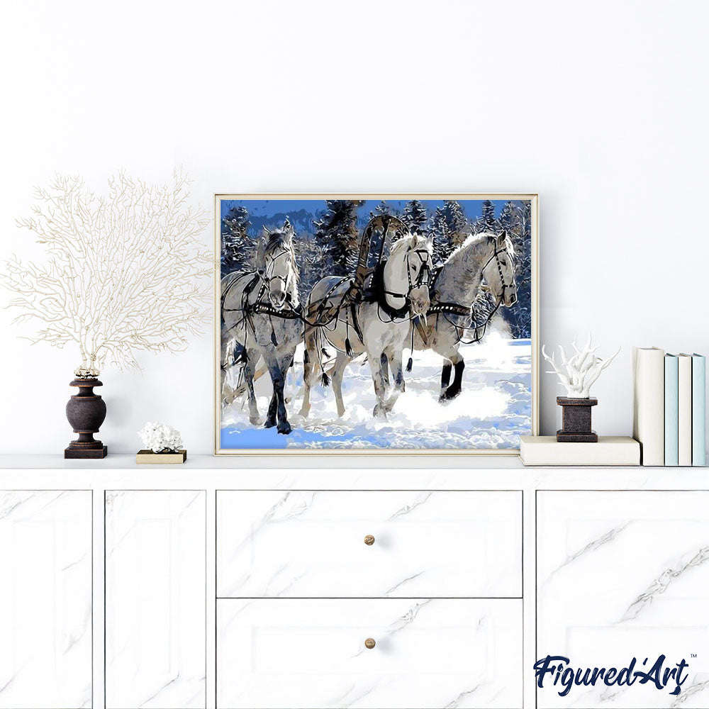 paint by numbers | Horse ballad in the Snow | animals horses intermediate | FiguredArt