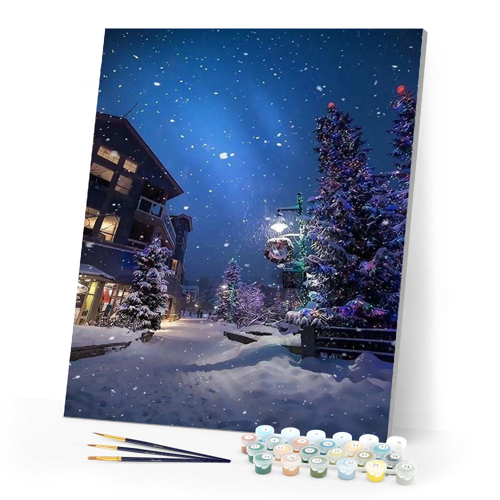paint by numbers | Street On Christmas | advanced christmas landscapes | FiguredArt