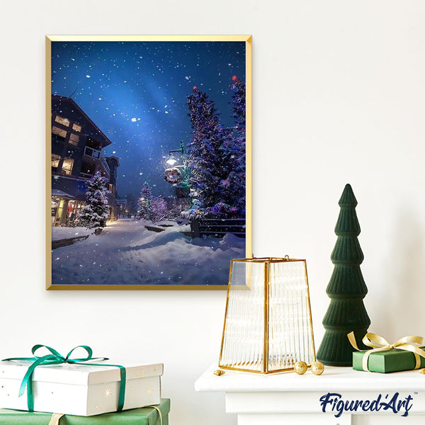 paint by numbers | Street On Christmas | advanced christmas landscapes | FiguredArt