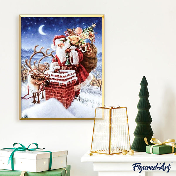 paint by numbers | Santa Claus And Reindeer | advanced animals christmas deer | FiguredArt