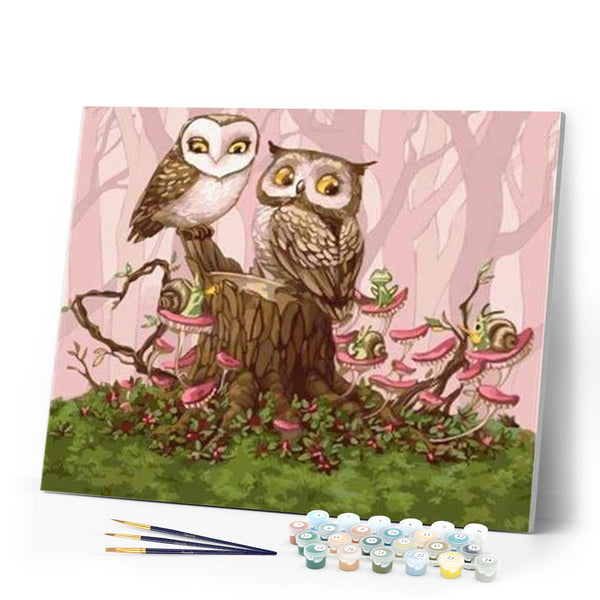 paint by numbers | Owls in the Forest | animals intermediate owls | FiguredArt