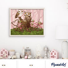 Load image into Gallery viewer, paint by numbers | Owls in the Forest | animals intermediate owls | FiguredArt