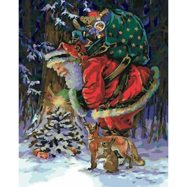 paint by numbers | Santa Claus carrying Gifts | intermediate landscapes | FiguredArt