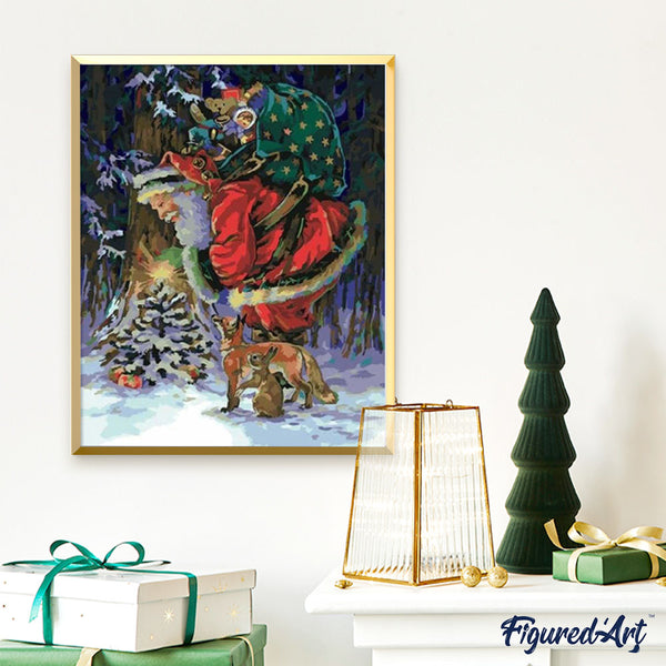 paint by numbers | Santa Claus carrying Gifts | intermediate landscapes | FiguredArt