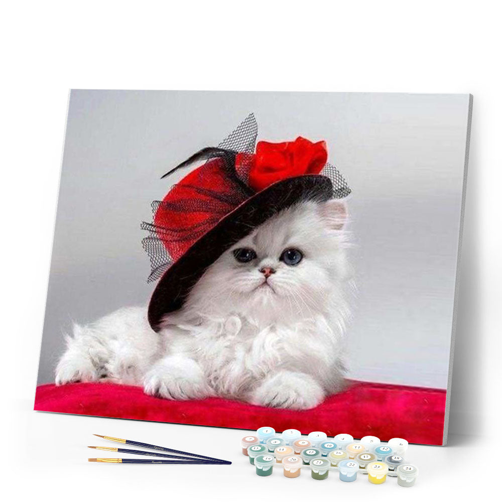 paint by numbers | Red Hat Cat | animals cats intermediate | FiguredArt