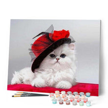 Load image into Gallery viewer, paint by numbers | Red Hat Cat | animals cats intermediate | FiguredArt