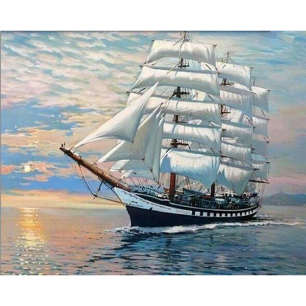 paint by numbers | Sailboat Ocean Landscape | advanced ships and boats | FiguredArt