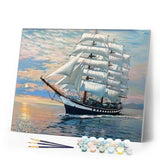 paint by numbers | Sailboat Ocean Landscape | advanced ships and boats | FiguredArt