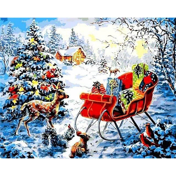 paint by numbers | Christmas Gifts on a Snowy day | christmas intermediate | FiguredArt