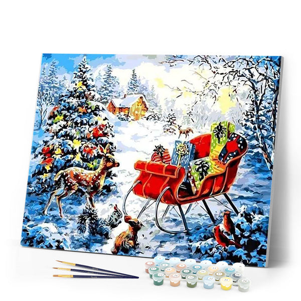 paint by numbers | Christmas Gifts on a Snowy day | christmas intermediate | FiguredArt