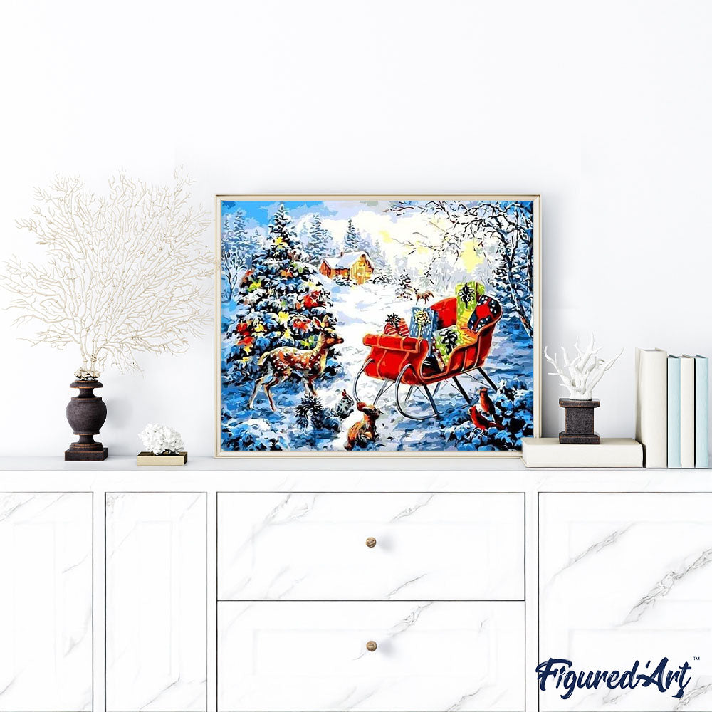 paint by numbers | Christmas Gifts on a Snowy day | christmas intermediate | FiguredArt