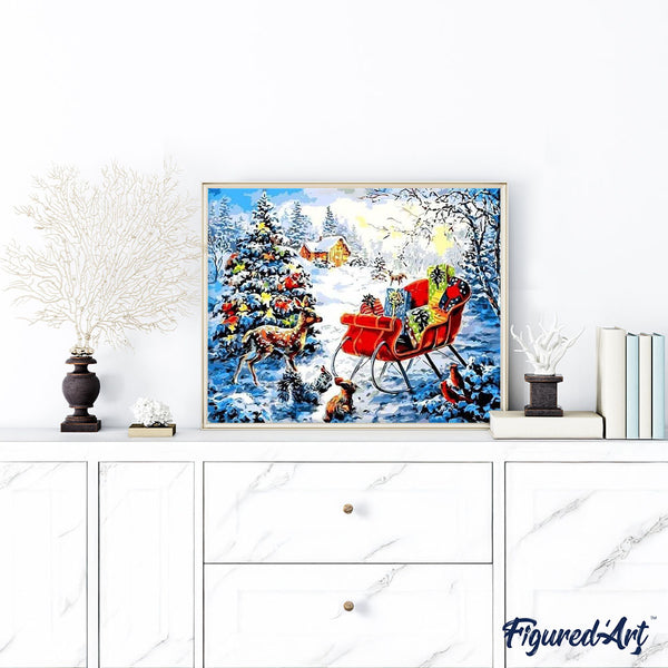 paint by numbers | Christmas Gifts on a Snowy day | christmas intermediate | FiguredArt