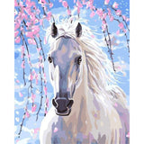 paint by numbers | White Horse And Flowers | animals easy horses | FiguredArt
