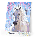 paint by numbers | White Horse And Flowers | animals easy horses | FiguredArt