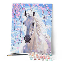 Load image into Gallery viewer, paint by numbers | White Horse And Flowers | animals easy horses | FiguredArt