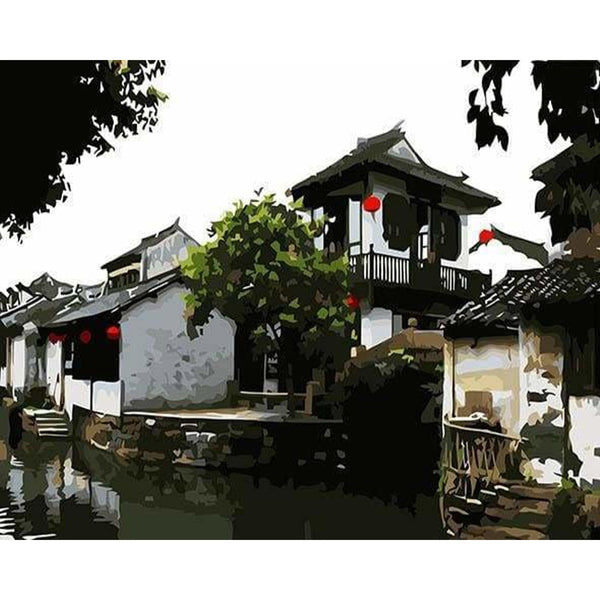 paint by numbers | Small town in Japan | cities intermediate | FiguredArt