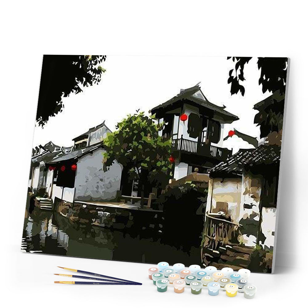 paint by numbers | Small town in Japan | cities intermediate | FiguredArt