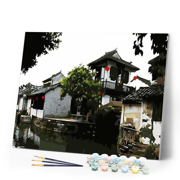 paint by numbers | Small town in Japan | cities intermediate | FiguredArt
