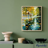 paint by numbers | Mother And Son In The Rain | intermediate landscapes trees | FiguredArt