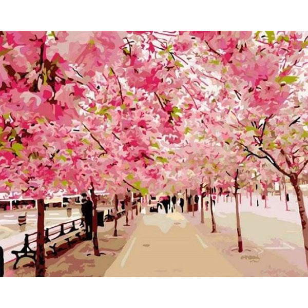 paint by numbers | Romantic Cherry Tree | intermediate landscapes trees | FiguredArt