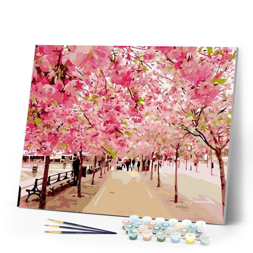 paint by numbers | Romantic Cherry Tree | intermediate landscapes trees | FiguredArt