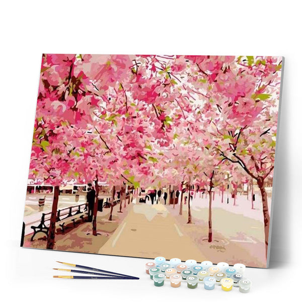 paint by numbers | Romantic Cherry Tree | intermediate landscapes trees | FiguredArt