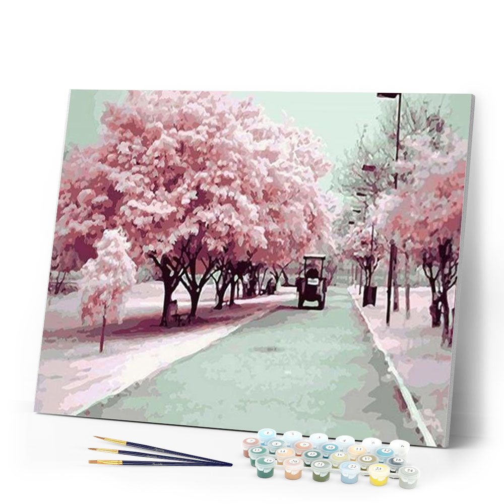 paint by numbers | Kyoto Spring Cherry | cities intermediate landscapes romance | FiguredArt