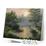 paint by numbers | Small Lake at Dawn | intermediate landscapes mountains | FiguredArt