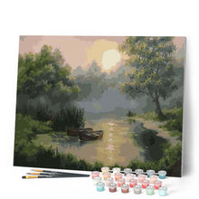 Load image into Gallery viewer, paint by numbers | Small Lake at Dawn | intermediate landscapes mountains | FiguredArt