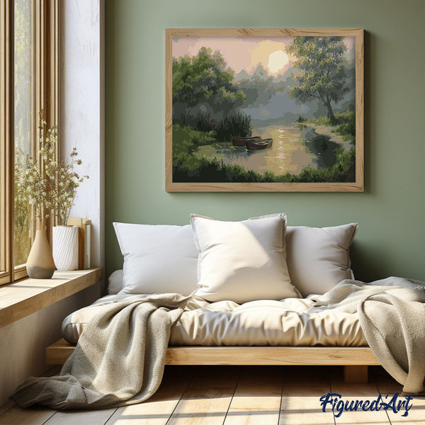 paint by numbers | Small Lake at Dawn | intermediate landscapes mountains | FiguredArt